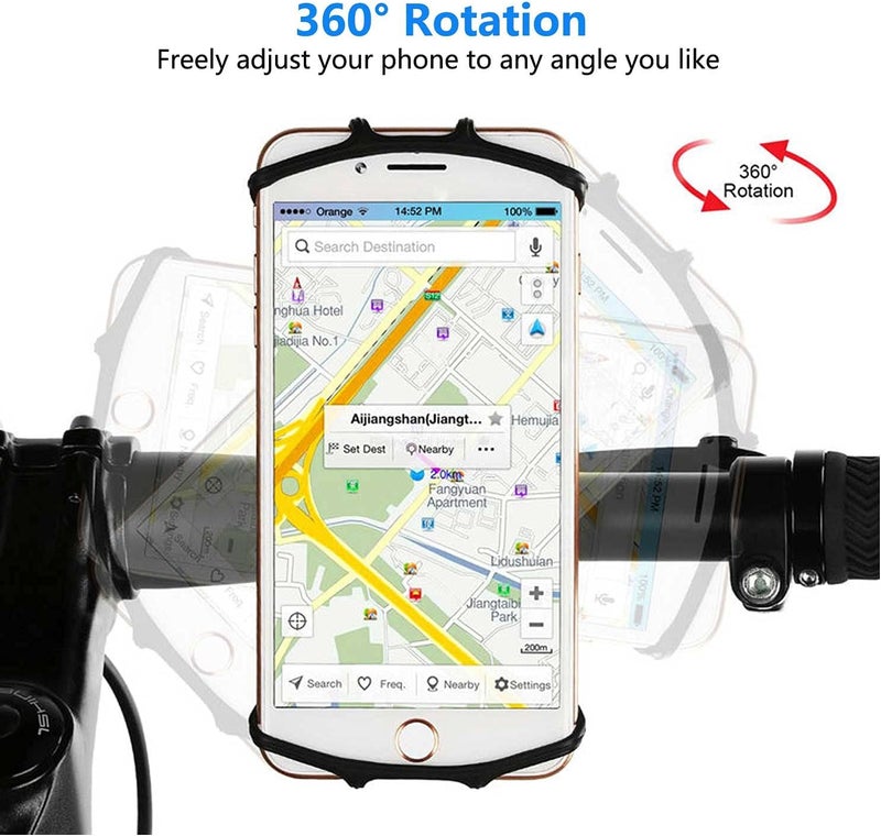 VOVIGGOL Bike Phone Mount 2 Pack, Universal Motorcycle Phone Holder for Bike, 360°Rotation Silicone Bicycle Phone Holder Handlebar Phone Mount Compatible with iPhone, Samsung, All Smartphones - Image 3